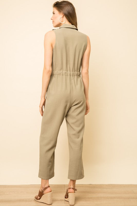Jumpsuit Half Button Down with Pockets